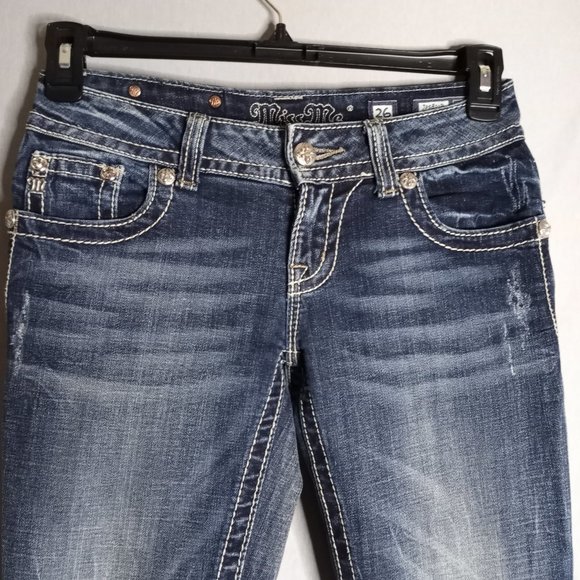 Miss Me Women's Bootcut Embellished Pockets Medium Wash Denim Jeans Size 26 - Picture 4 of 13